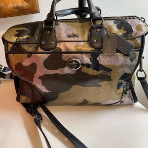 Coach Multicolor Camouflage Leather Bag